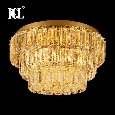 China China Manufacturer Customized Golden Indoor Hotel Modern Luxury Crystal Ceiling Light Outdoor Mounted Restaurant for sale