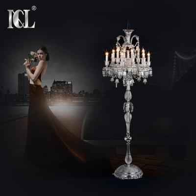 China 2020 Hot Sale Traditional Antique Standing 12 Modern K9 Heads Baccarat Crystal Floor Lamp For Hotel for sale