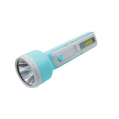 China Cheapest Price USB 18650 Left Li Ion Battery LED Rechargeable Parking Light Rechargeable Plastic Flashlight Torch With Sidelight for sale