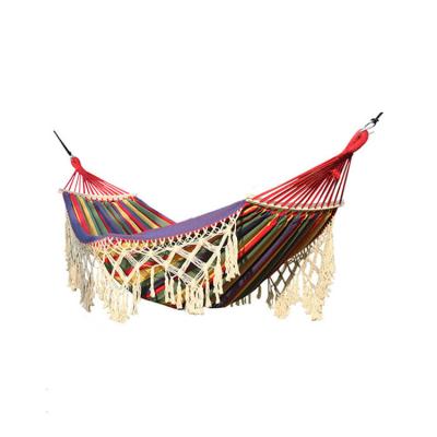 China Breathable Colorful Durable And Portable Canvas Hammock With Tassel Rope Handwork for sale