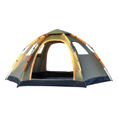 China Double Layer Hexagonal Summer Tent Diamond Ground Nail Automatic Camping Tourist Tent For Outdoor Travel for sale