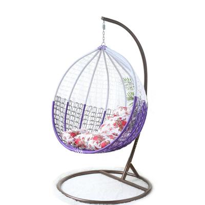 China Brown Super Comfortable Wholesale Rattan Rattan Chair Swing Garden Chair Morden Garden Style Swing Egg Weaving Chair With Stand for sale