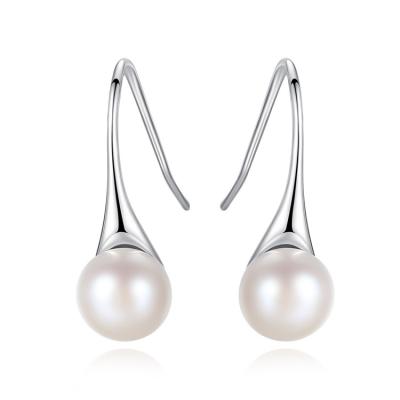 China Fashion c shape circle stud earrings natural freshwater women pearl earrings valentines day gifts Lady CLASSIC silver earrings 925 for sale