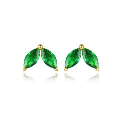 China TRENDY Korean Style Fashion 925 Silver Earrings Leaf Shape Exquisite Tasty Crystal Fine Rhinestone Earrings Jewelry Earrings for sale