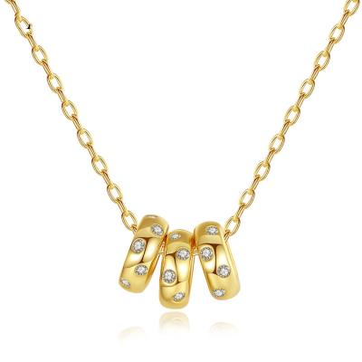 China FASHIONABLE Female S925 Sterling Silver Chain Necklace 18k Gold Plated Platinum Punk Necklace Rhinestone Ring Hip Hop Jewelry Tasty Necklac for sale