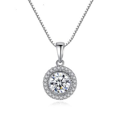 China Fashion 925 Sterling Silver Simple Design Women's Necklace Simple Design White Gold Mum Inlay Micro Zirconia Tasty Necklace TRENDY for sale