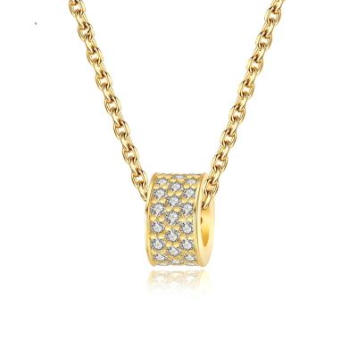 China Wholesale FASHIONABLE Minimalist 18k Jewelry Ring Necklace 925 Sterling Silver Gold Plated Necklace Zirconia Pendant Jewelry For Women for sale