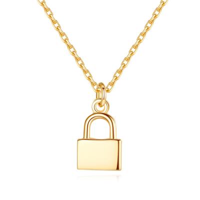 China 925 sterling silver necklaces wholesale TRENDY fashion jewelry shallow grinding vintage 18k gold necklace lock necklace for sale