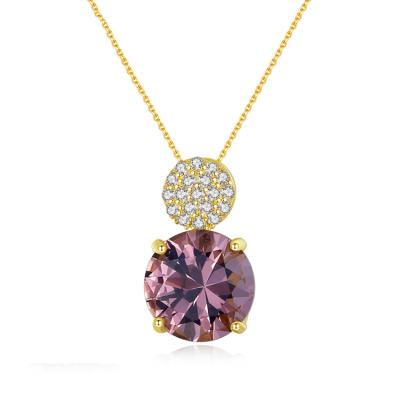 China TRENDY 925 Gold Plated Minimalist Necklace 18k Cubic Zirconia Women Silver Morganite Necklace Fashion Jewelry Pendant Necklaces for sale