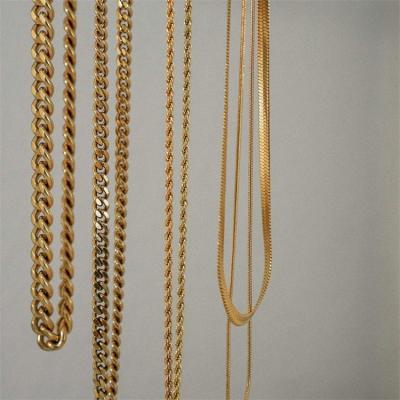 China 18K Gold Stainless Steel Cuban Fishbone Chain Necklace Double-Layer Snake Chain Choker Necklaces FASHIONABLE Trendy Neckla for sale