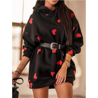 China Winter Breathable Autumn Long Hoodie Sweatshirt Heart Print Valentine's Pullover Oversized Sweatshirts For Women for sale