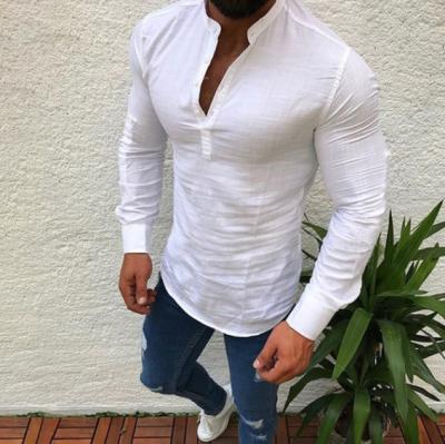 China New Fashion Breathable Designer Slim Fit Casual White Long Sleeve Shirt Men for sale