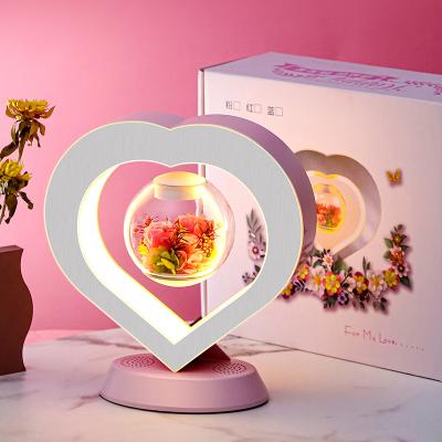 China Modern Wholesale Personalized Magnetic levitation perpetual flower smart led night light bases for bedroom for sale