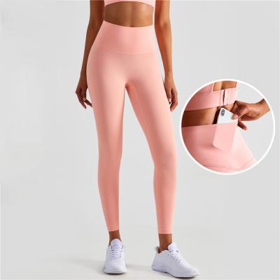 China Breathable Custom Soft High Waist Women Yoga Leggings Without T-Line Breathable Gym Pants with Hidden Pocket for sale