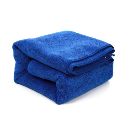 China Durable Solid Rectangle Bath Towel Double Sides Wash Microfiber Twist Loop Large Bath Towels Blue Brown 70x140cm for sale