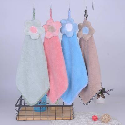 China Viable Wholesale Custom Flower Towel Solid Color Hot Sale Home Can Hang Kitchen Flower Hand Towel for sale