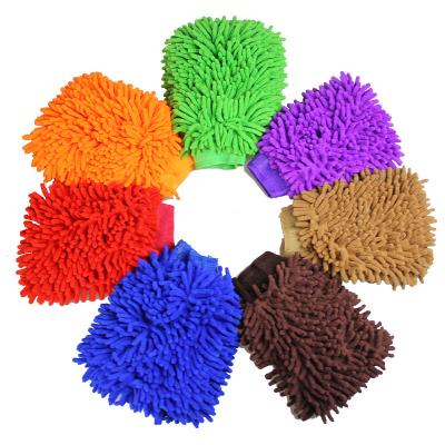 China Coral Fleece Car Washing Foam Gloves Chenille Plush Washing Tools Wholesale Viable Car Towel Gloves for sale