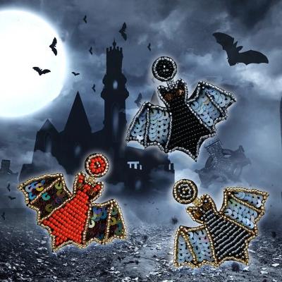 China TRENDY Halloween Bat Drop Earrings For Women Statement Seed Pearl With Beaded Sequins Earrings Jewelry Accessories for sale