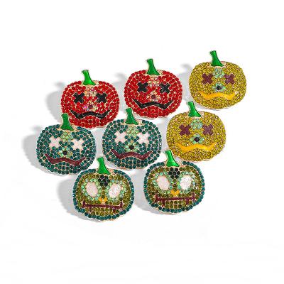 China 2022 New Fashionable Multicolor Rhinestone Halloween Stud Earring Halloween Funny Pumpkin Earrings For Women for sale