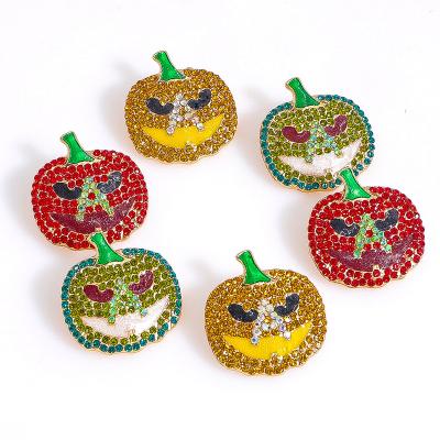 China TRENDY Multicolor 3 Colors Rhinestone Halloween Stud Earring Halloween Funny Pumpkin Earrings For Women Jewelry for sale