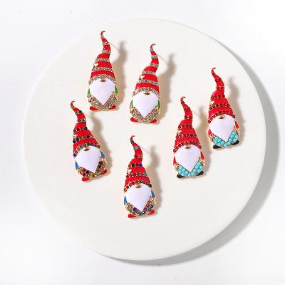 China Hot Sale TRENDY Xmas Funny Alloy Drop Earrings Santa Earrings Statement Colorful Rhinestone Christmas Jewelry For Women for sale