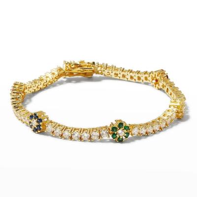 China New Design FASHIONABLE Customized Luxurious Gold Plated Brass With Zircon Stones Bracelet For Women Jewelry for sale