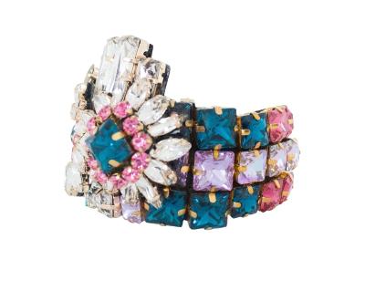 China Hot Sale Customized TRENDY Exaggerate Shiny Multicolor Crystal Embellished Bracelet For Women Jewelry for sale