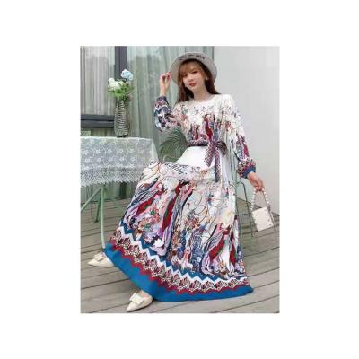 China European and American new fashion anti-static wholesale stance printed long slim dress for sale