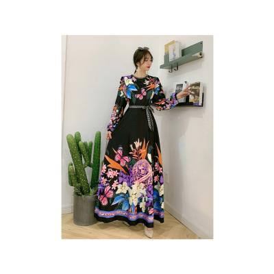 China 2021 New Ladies Anti-static Lapel Stain Print Long Sleeve Casual Dress for sale