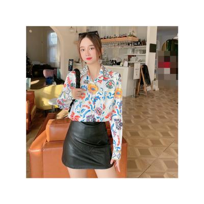 China Floral Print Multi Color Anti-pilling Long Sleeve Turn Down Collar Button Up Fashion Shirt Casual Dress For Women for sale