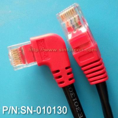 China 300cm, CAT5E, UTP, angled lan cable, L shape rj45 patch cord, l shape ethernet cable SN-010130 for sale