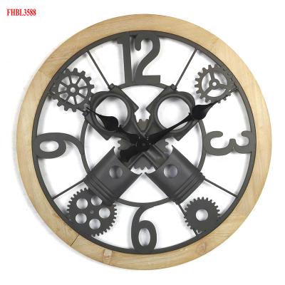 China Retro Metal Antique Wall Clock Vintage Living Room Style Gear Wall Clock For Home Decoration for sale