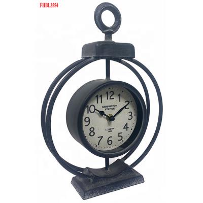 China Wholesale Antique Vintage Style Small Retro Table Clock Metal Desk And Table Clocks for sale