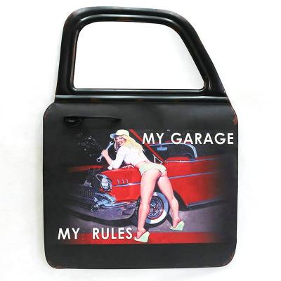 China Europe/Ameica Vintage Garage Metal Sign My Garage My Rules Car Repair Wall Decor Car Door Tin Sign Retro for sale