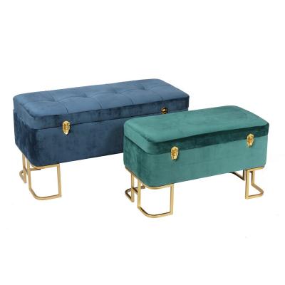 China Storage Living Room Footstool Stool Upholstered Trunk Padded Ottoman Sneak Modern Tufted Seat Shoes Bench for sale