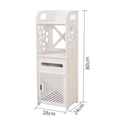 China Modern Floor Standing Bathroom Fabric Storage Rack Tall Slim Bathroom Cabinet With Shelf for sale