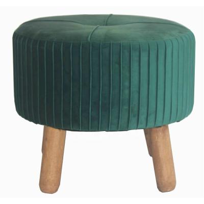 China Removable Cover Customized Soft Round Four Leg Modern Velvet Stool Upholstered Ottoman Stool for sale