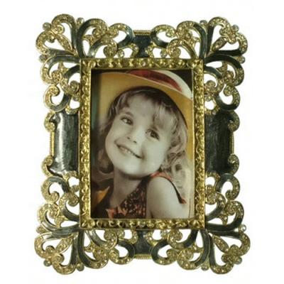 China Home Decorative Luxury Zinc Alloy Metal Jeweled Picture Frame Eco-friendly Gold Enamel For Gift for sale