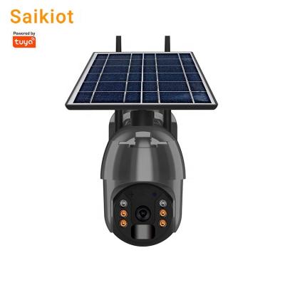 China NIGHT VISION Saikiot 2MP 1080P Solar PTZ Camera Solar Powered Wireless Camera Outdoor Tuya Smart 4G WIFI Solar Battery Camera for sale