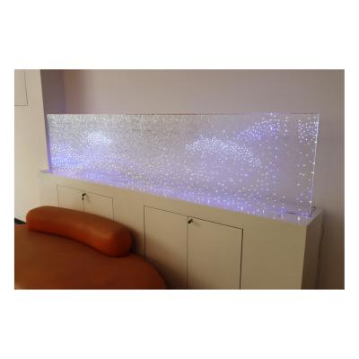 China Hotel Decorative Glass Wall With LED Lights Blue Safety LED Luminous Tempered Glass In Exterior Building for sale