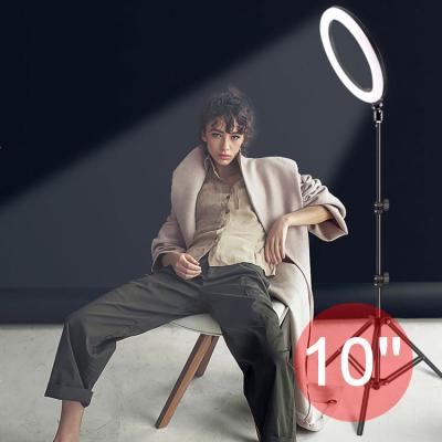 China JUNNX 10 Inch 26cm LED Selfie Studio Fill Light Mini Photographic Live Makeup Ringlight 10inch Ring Light with Tripod Stand for sale