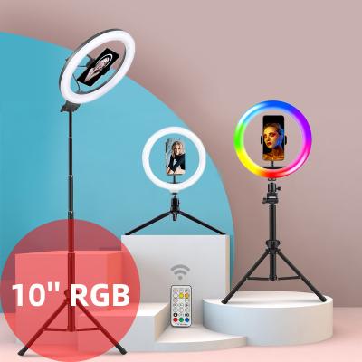 China JUNNX Mini Makeup Selfie 26 Color RGB Ring Lamp Dimmable 10 Inch Circle Ringlight 26cm 10inch RGB Ring Led Soft Light With Tripod for sale