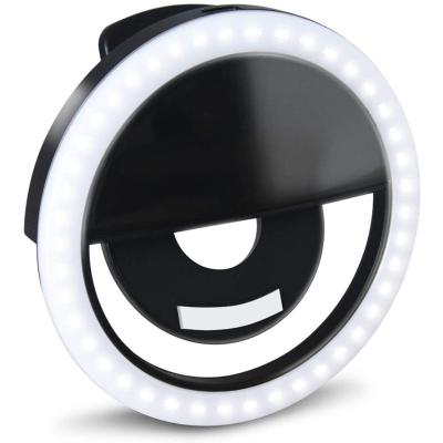 China Wholesale Custom Cheap High Quality Cute Portable Rechargeable Selfie Ring Light Black 15mm Mini Cell Phone Ring Light Factory Mobile Phone for sale