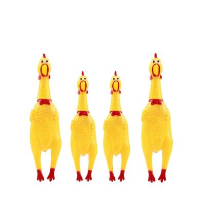 China Viable Funny Screaming Rubber Chicken Pet Toys Dog Squeaky Chew Toy for sale