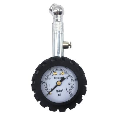 China Small 1.5' Steel Inches Cheap Tire Pressure Gauge Customized 360 Degree Swivel Chuck With 45 Degree Angel Head for sale