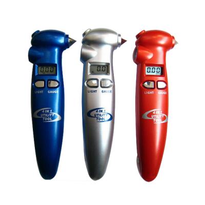 China Flashlight Digital Tire Pressure Gauges with Hammer Seat Belt Cutter and Flashlight Emergency Life for sale