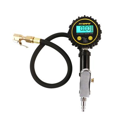 China Steel Tire Pressure Gauge With Inflator 170 psi / 200psi Customized Tire Inflator With Gauge for sale