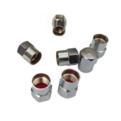 China Decoration 9*h12mm Custom Chrome Plated Brass Tire Valve Stem Cap With Nickel Plating for sale