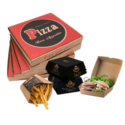 China Wholesale Cheap Custom Recyclable Printed Personalized All Size 9 10 11 12 14 18 Inch Corrugated Kraft Paper Fries Burger Pizza Boxes for sale