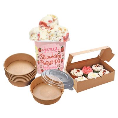 China Custom design 3oz 5oz 8oz 12oz 16oz white cheap compostable paper ice cream bowls disposable maker printing logo wrapping paper for sale